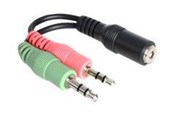 Audiokabel - DeLOCK Headset Adapter 1 x 3.5 mm 4 pin Stereo jack female > 2 x 3.5 mm 3 pin Stereo jack male (CTIA pin assignment) - 65459