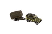 Speelgoedauto - Kids Globe Die-cast Land Rover With Army Trailer 27cm - 520027