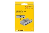 USB hub - DeLOCK External USB 3.0 4 Port Hub with Locking Screw USB hub - 4 - Zilver - 64046