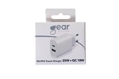Mobiel - Adapters & Opladers - GEAR Charger 220V 1xUSB-C + 1xUSB-A PD/PPS 25W + 18W QC White - 665118