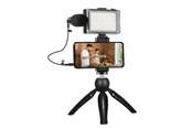 Statief - Puluz Live broadcast kit tripod mount + LED lamp + microphone + phone clamp - PKT3132B
