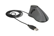 Muis - DeLOCK - vertical mouse - USB - grey black - Vertical mouse - Optisch - 5 knoppen - Zwart - 12527