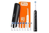 Elektrische tandenborstel - Bitvae Elektrische tandenborstel Rotary toothbrush with tips set and travel case R2 (black) - R2 Black+heads+case