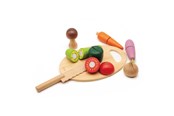 Houten speelgoed - Classic World Wooden Cutting Vegetables with Knife and Cutting Board - 2825