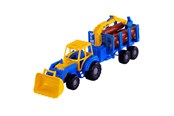 Buiten spelen - Cavallino Toys Cavallino Junior Tractor with Crane Trailer and Wood 46cm - 3017WD01