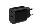 Mobiel - Adapters & Opladers - Gembird Universal GaN USB charger QC 3.0 & PD 20W 2-port - Black - TA-UC-PDQC20-01-BK