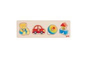 Speelgoed voor baby's - Goki Wooden Stud Puzzle My Toys 4 pcs. - 57356