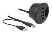 USB hub - DeLOCK In-Desk Hub USB hub - 4 - Zwart - 62868