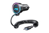 Mobiel - Adapters & Opladers - Joyroom Car charger  JR-CL07 3-in-1 1x USB + 1x PD 55W + Type-C cable (black) - JR-CL07