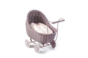 Pop, teddybeer en materiaal - Smallstuff Doll Carriage - Powder - 51001-10