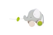 Speelgoed voor baby's - Goki Wooden Pull Animal Elephant with Leaf - 54866
