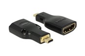 Beelscherm- en tv-kabel - DeLOCK Adapter High Speed HDMI with Ethernet – HDMI Micro-D male > HDMI-A female 4K black - 65664