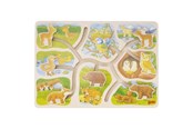 Puzzels - Goki Wooden Sliding Puzzle Who Belongs to Who 8 pcs. Hout - 57749