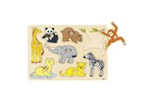Puzzels - Goki Wooden Stud Puzzle Wild Young Animals 8 pcs. Hout - 57906