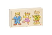 Puzzels - Goki Wooden Dress Up Puzzle Bears in Wooden Box 36 pcs. Hout - 57811