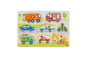 Puzzels - Goki Wooden Stud Puzzle Vehicles 7 pcs. Hout - 57400
