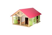 Houten speelgoed - Kids Globe Horse stable Pink with 2 boxes and storage 1:24 - 610168