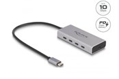 USB hub - DeLOCK - hub - 10 Gbps PD 85 Watt with 30 cm connection cable - 5 ports USB hub - 5 - USB 3.0 - Grijs - 64235
