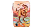 School accessoires - Depesche Dino World Triple Pencil Case LED Khaki Brown - 412381