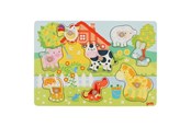 Puzzels - Goki - Farm animals lift-out puzzle - (57392) Hout - 57392