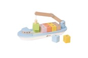 Speelgoed voor baby's - Classic World Wooden Block Boat with Crane 13 pcs - 20186