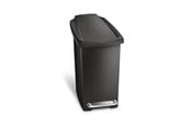 Afvalscheiding - Simplehuman 10L slanke pedaalemmer, zwart plastic - CW1329