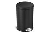 Afvalscheiding - Simplehuman 4,5L ronde pedaalemmer, zwart staal - CW2091