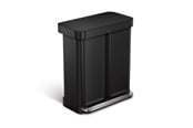 Afvalscheiding - Simplehuman 58L (34/24), dubbele pedaalemmer met binnenzak, zwart - CW2093