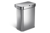 Afvalscheiding - Simplehuman 58L rechthoekige sensor prullenbak met spraakbesturing, geborsteld - ST2031