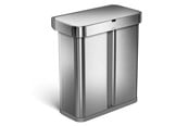 Afvalscheiding - Simplehuman 58L (34/24), rechthoekige sensor prullenbak met spraakbesturing, geborsteld - ST2036