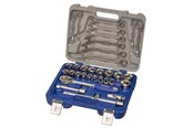 Handgereedschappen - VAERK Socket wrench set 1/2" 33 parts 8-19mm ring spanners 8-32mm 1/2" sockets 1/2" ratchet wrench 1/2" extension 125+250mm 1/2" cardan joint 1/2" slide - 129-33W-4