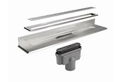 Afvoerproducten - Unidrain Complete floor drain against rear wall 800 mm 10 mm frame Column grate 75 mm vertical outlet housing - 4012.0800