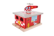 Houten speelgoed - Bigjigs Wooden Rails - Fire Station - BJT262