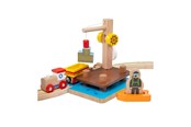 Houten speelgoed - Bigjigs Wooden Rails Crane Dock with Culvert 3 pcs - BJT074