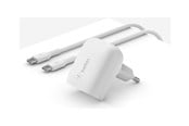 Mobiel - Adapters & Opladers - Belkin BoostCharge power adapter - 24 pin USB-C - 20 Watt - MFI Certified - with USB-C to USB-C cable - WCA006VF1MWH-B6