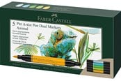 Schrijf- en tekengerei - Faber-Castell India ink PAP Dual Marker 5x animals - 162008