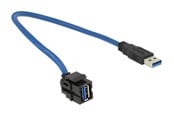 Accessoires - DeLOCK Keystone Module USB 5 Gbps type-A female 250° to type-A male 0.5m black - 86375