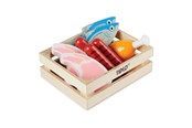 Houten speelgoed - Tidlo Wooden Play Food Meat and Fish in Box 8 pieces. - T0104