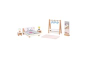 Pop, teddybeer en materiaal - Goki Wooden Doll Furniture Bedroom 18pcs. - 51468