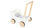 Pop, teddybeer en materiaal - Small Foot - Wooden Push Doll Carriage Little Button - 12496