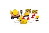 Pop, teddybeer en materiaal - Tidlo Wooden Dollhouse Construction Workers Construction Material 13 pcs. - T0418