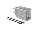 Laptop oplader - EcoFlow Rapid - GaN Fast Charger 65W (USB-A & 2x USB-C) + 1m 100w USB-C cable - EFA-65W-GAN-CHARGER-EU