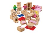 Houten speelgoed - Bigjigs Wooden Doll Family with Furniture 26 pieces - BJ039