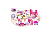 Houten speelgoed - Bigjigs Wooden Train Set City - Pink - BJT023