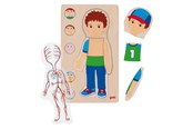 Puzzels - Goki Wooden Layer Puzzle Human Body Boy 29 pcs. - 57361