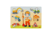 Puzzels - Goki Wooden Stud Puzzle Construction Worker 8 pcs Hout - 57406