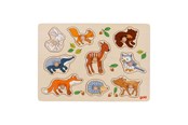 Puzzels - Goki Wooden Stud Puzzle Forest Animals 9 pcs. Hout - 57387