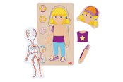 Puzzels - Goki Wooden Layer Puzzle Human Body Girl 29 pcs. Hout - 57362