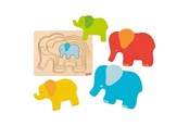 Puzzels - Goki Wooden Layer Puzzle Elephant 5 pcs. Hout - 57450