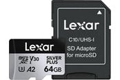 Geheugenkaart - Lexar Professional Silver Plus MicroSD/SD - 205MB/s - 64GB - LMSSIPL064G-BNANG
